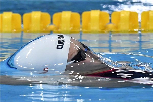 Hosszú Katinka a női 200 méteres hátúszás elődöntőjében a 17. vizes világbajnokságon a Duna Arénában.