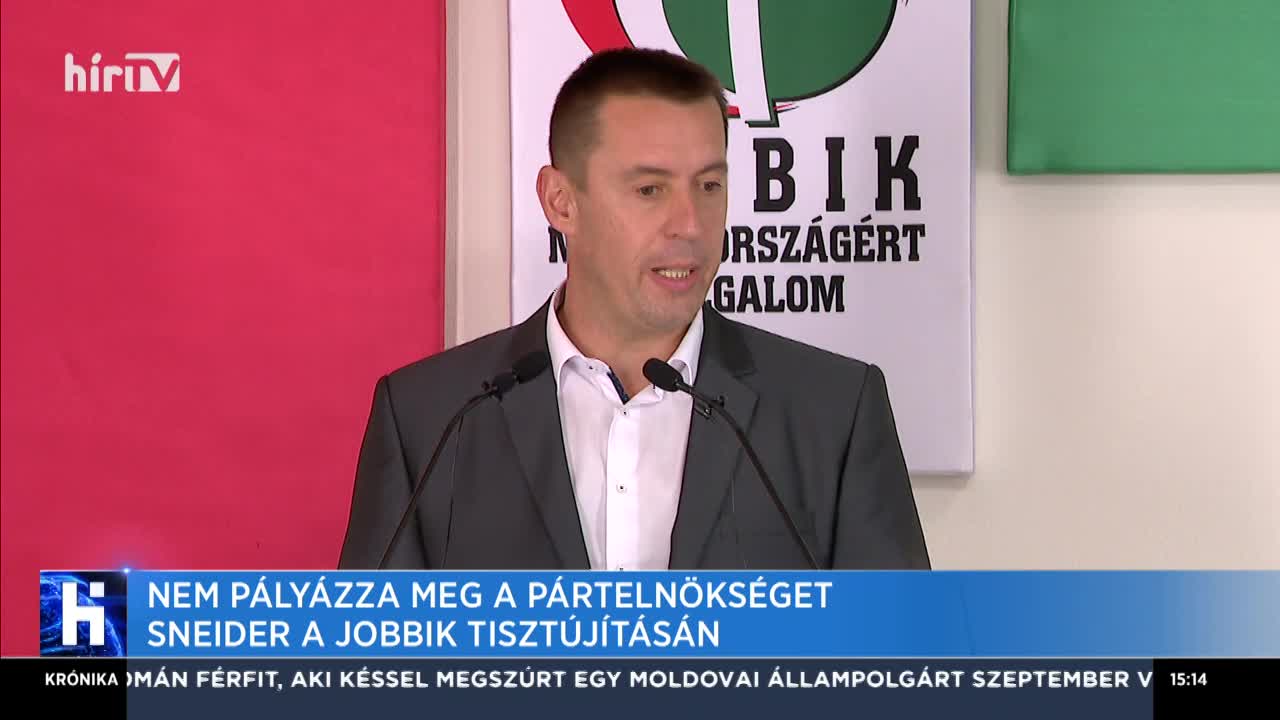 Nem pályázza meg a pártelnökséget Sneider a Jobbik tisztújításán