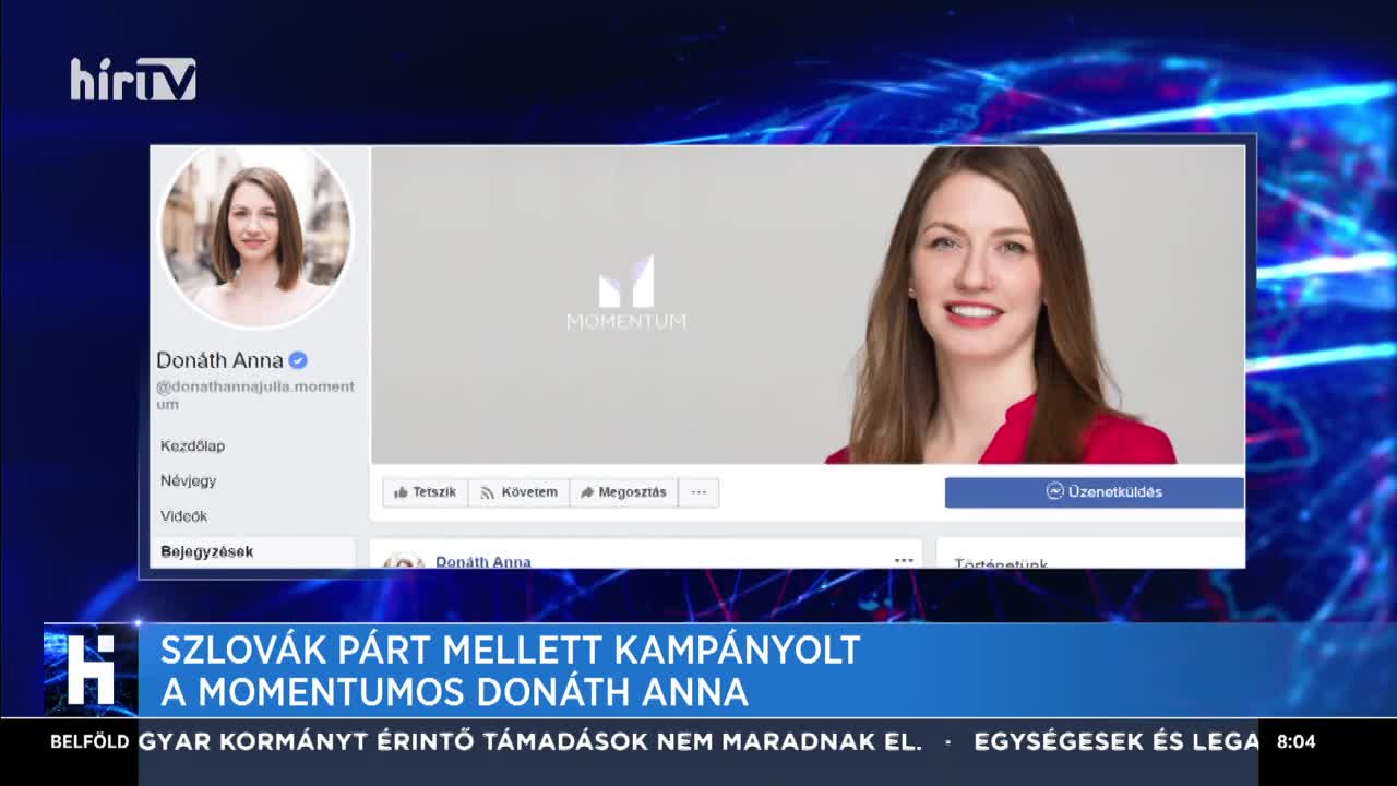 Szlovák párt mellett kampányolt a momentumos Donáth Anna