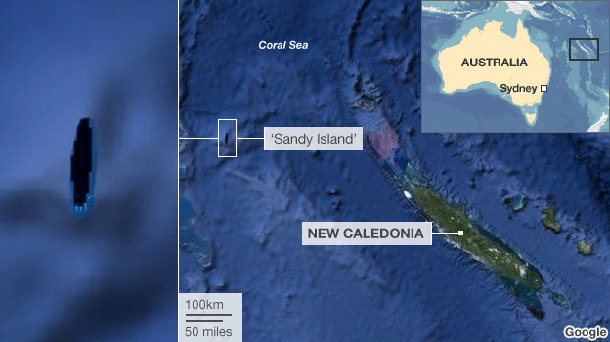 A Sandy Island a műholdas felvételen