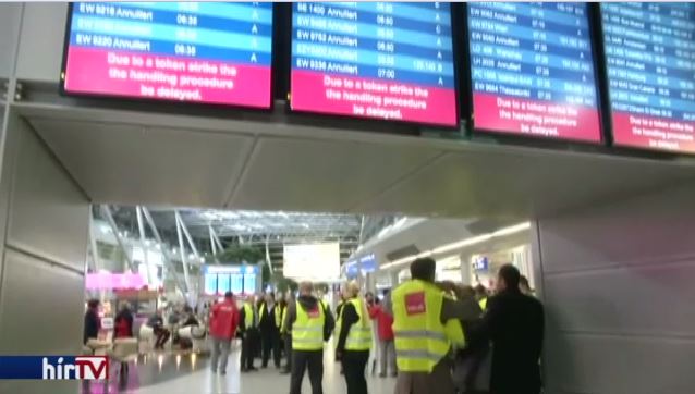 Budapesti repülőjáratokat is töröltek a német sztrájk miatt