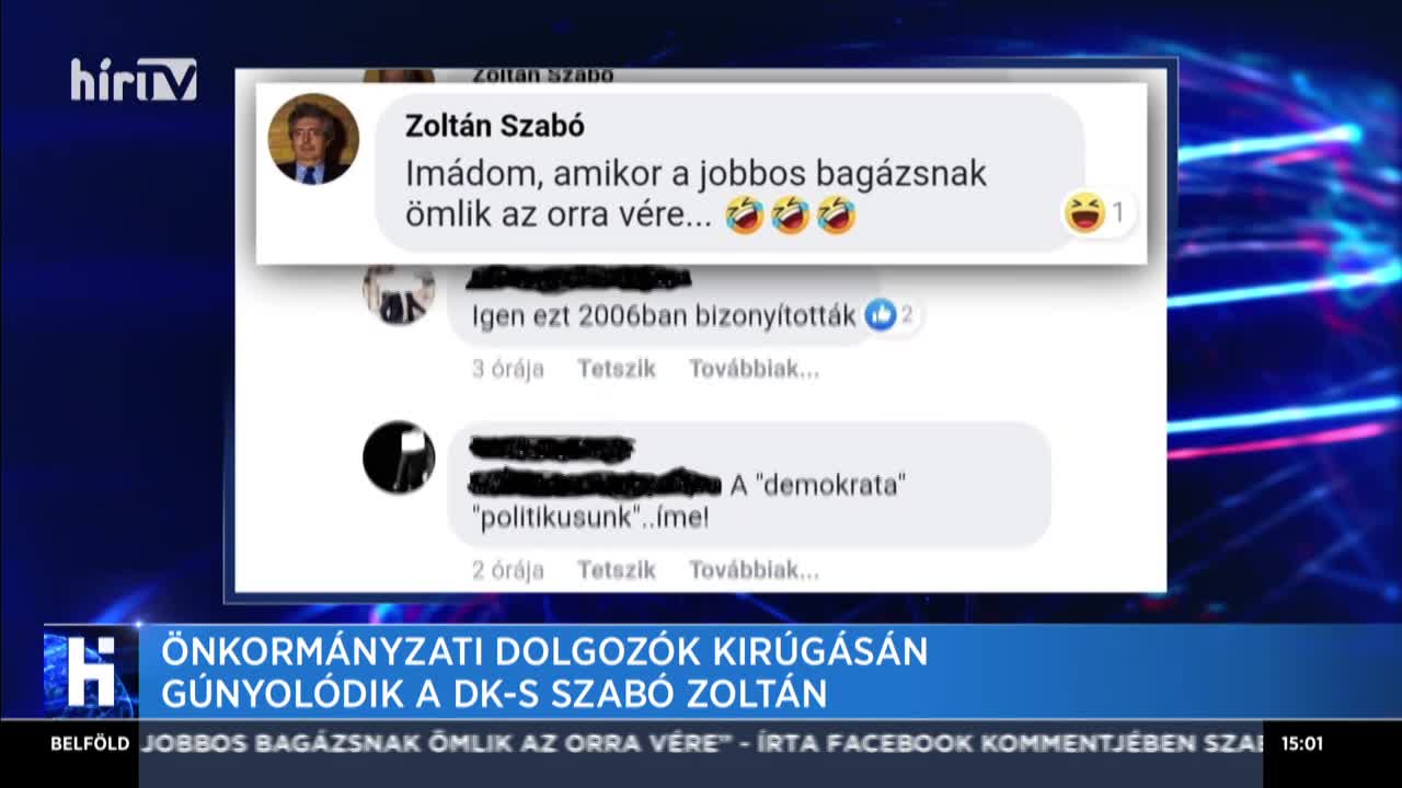 Önkormányzati dolgozók kirúgásán gúnyolódik a DK-s Szabó Zoltán 