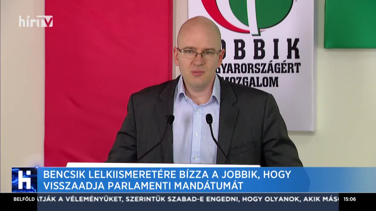 Bencsik lelkiismeretére bízza a Jobbik, hogy visszaadja parlamenti mandátumát
