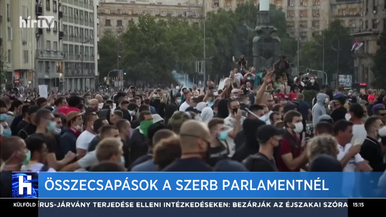 Összecsapások a szerb Parlamentnél
