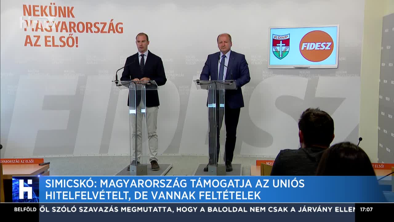 Simicskó: A Fidesz-KDNP feltételekkel támogatja az uniós hitelfelvételt