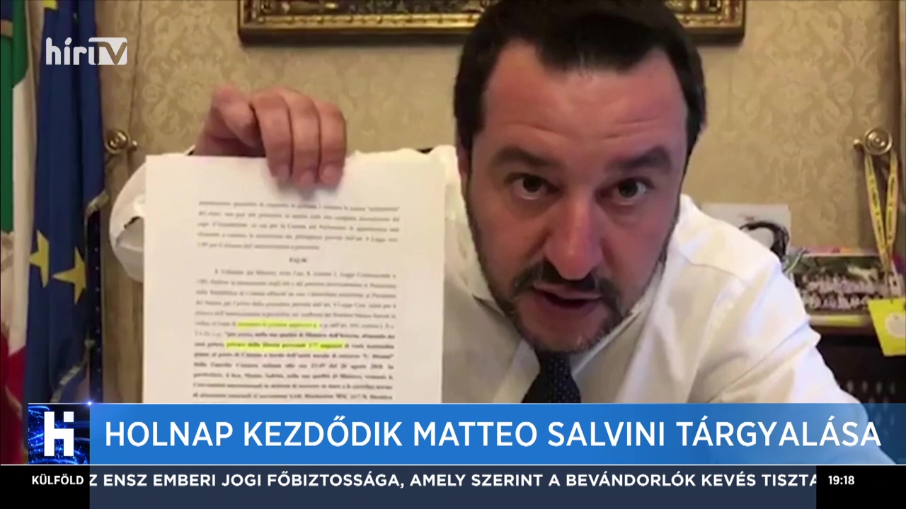 Szombaton kezdődik Matteo Salvini tárgyalása - a Hír TV a helyszínről ad tudósítást