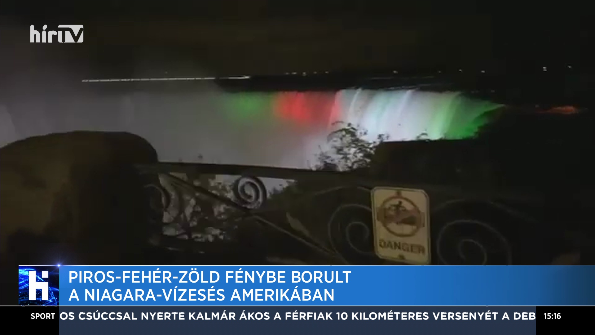 Piros-fehér-zöld fénybe borult a Niagara-vízesés Amerikában