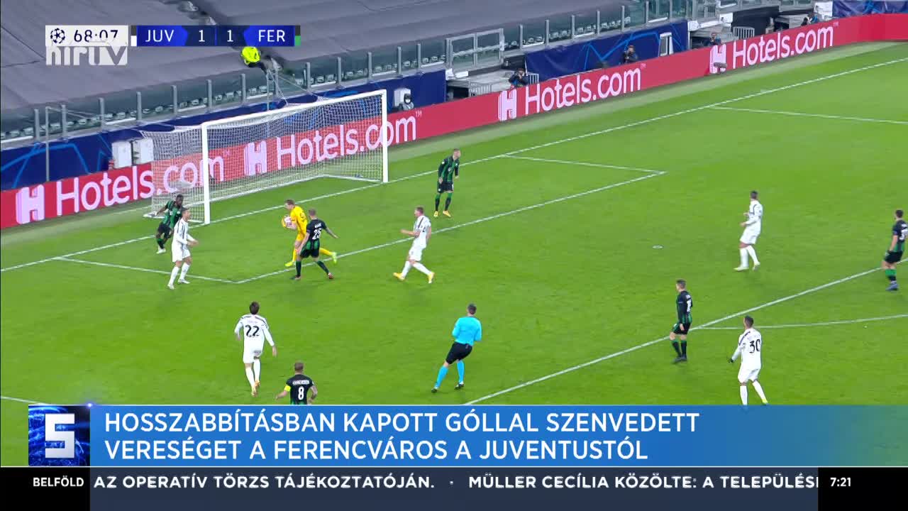 Hosszabbításban kapott góllal szenvedett vereséget a Ferencváros a Juventustól