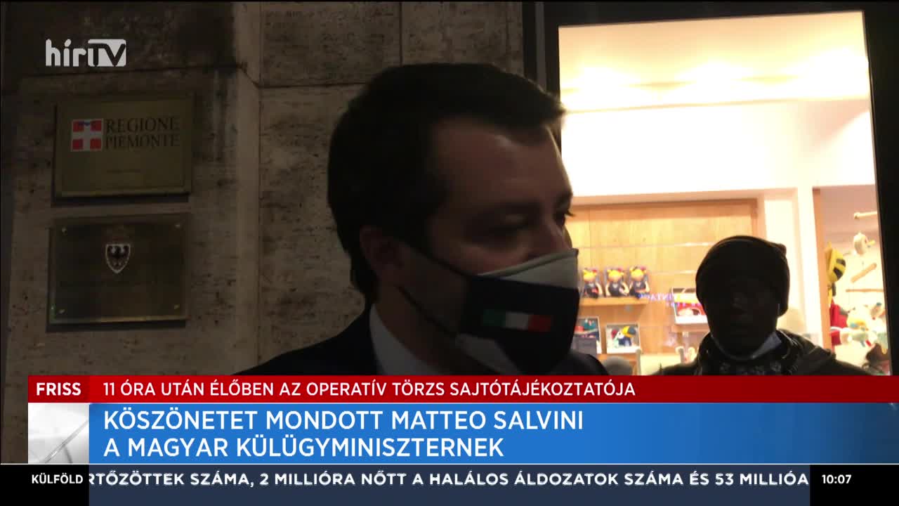 Köszönetet mondott Matteo Salvini a magyar külügyminiszternek