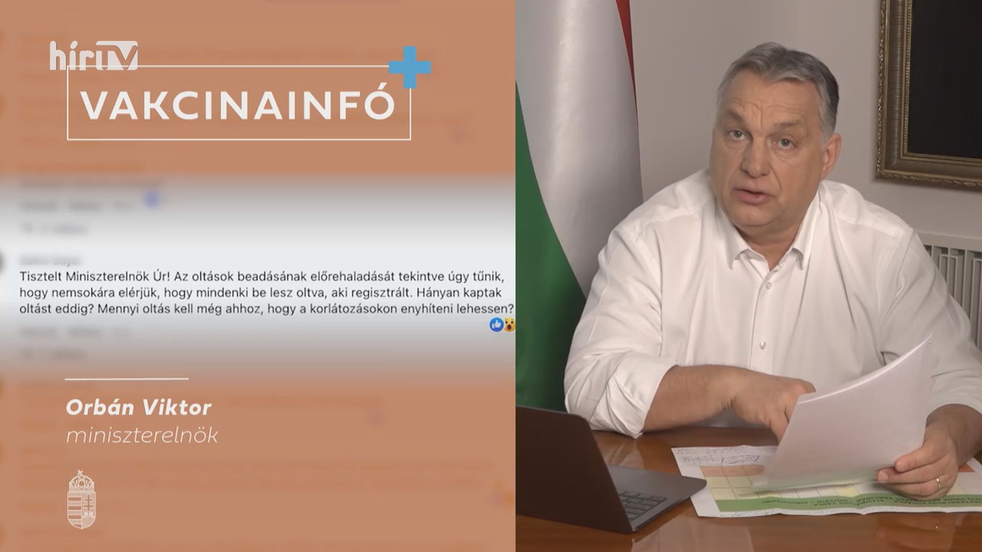 Orbán Viktor: Május elejére több mint 4 millió embert oltanak be