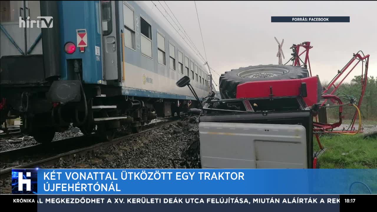 Két vonattal ütközött egy traktor Újfehértónál