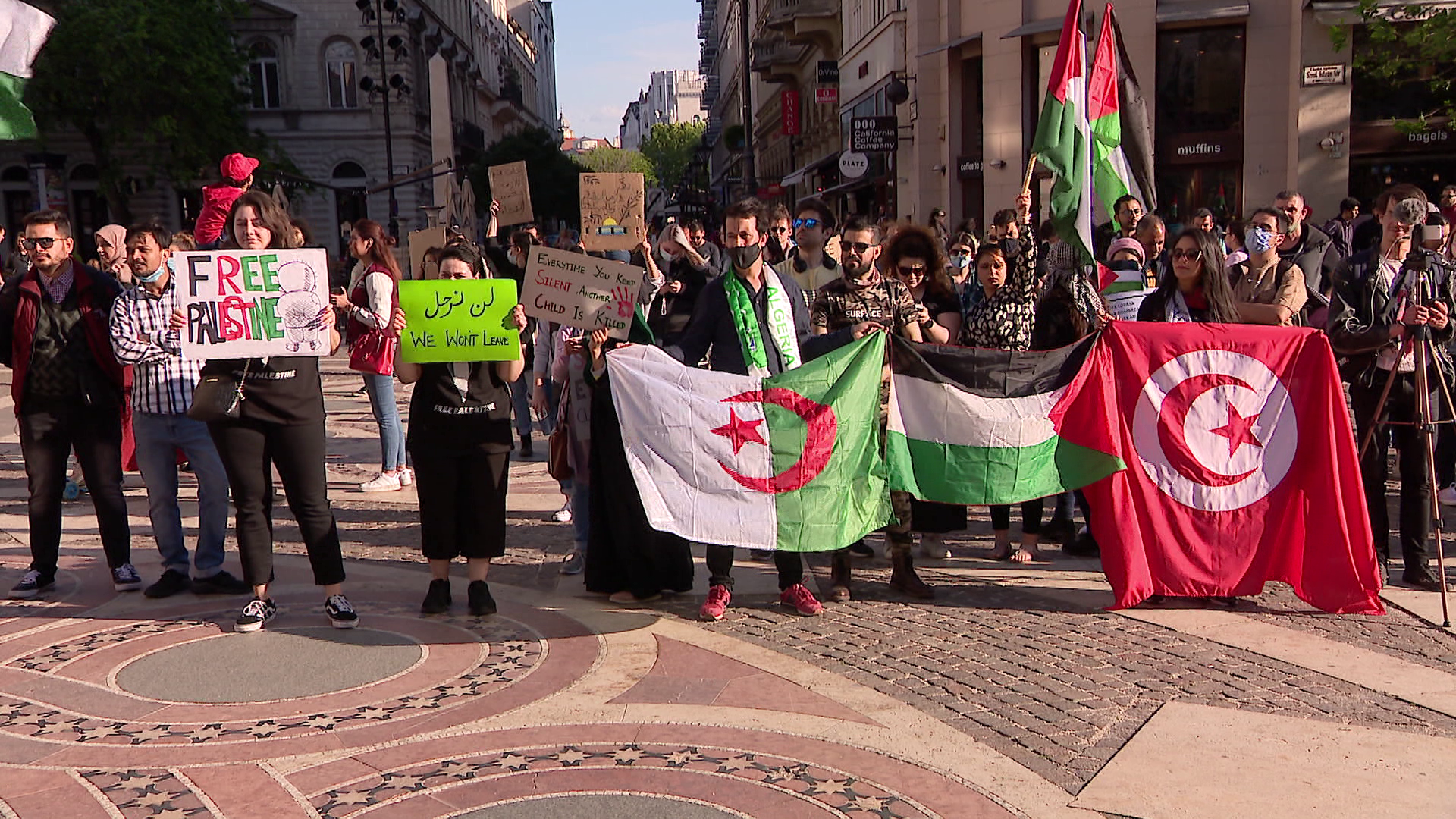 Több mint 100-an tüntettek a Palesztinok mellett Budapesten