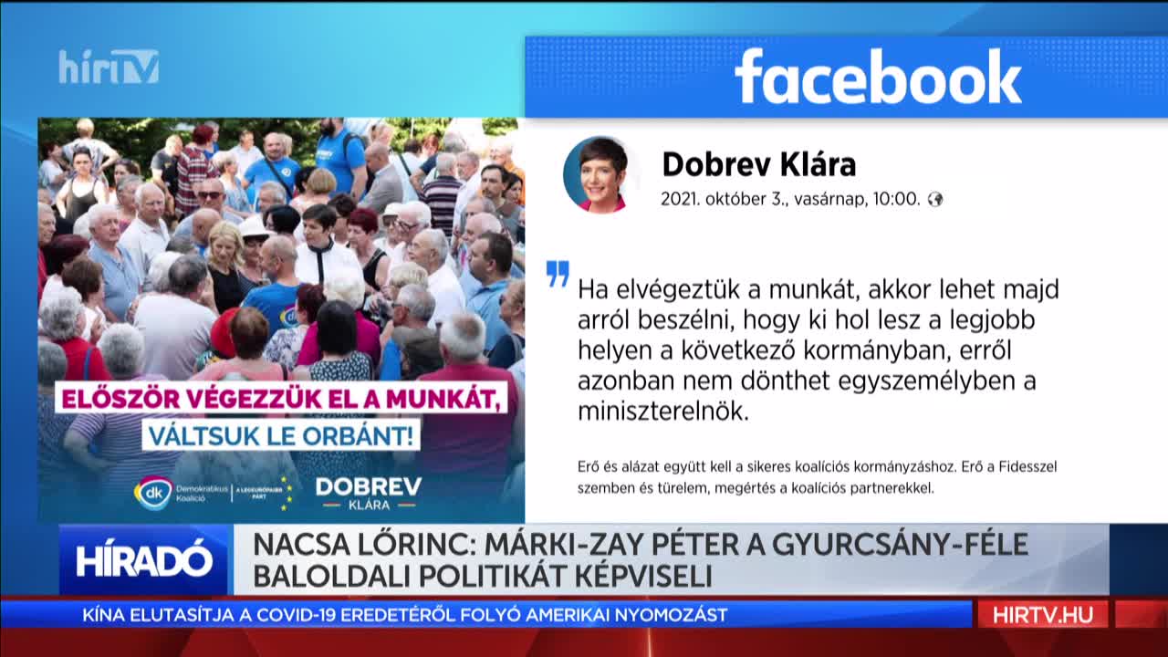 Nacsa Lőrinc: Márki-Zay Péter a Gyurcsány-féle baloldali politikát képviseli