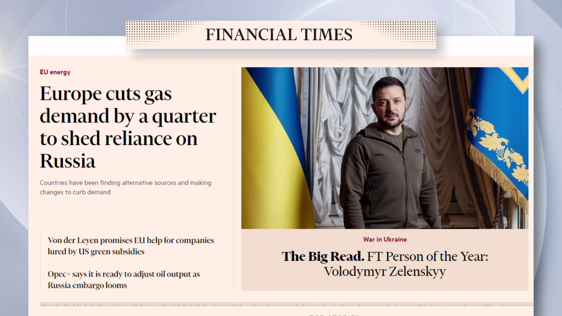 Financial Times: Zelenszkij az év embere