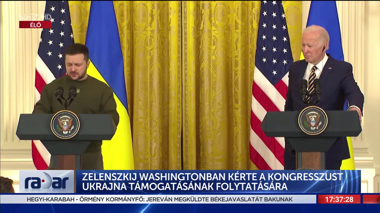 Radar - Zelenszkij Washingtonban kérte a kongresszust Ukrajna támogatásának folytatására 