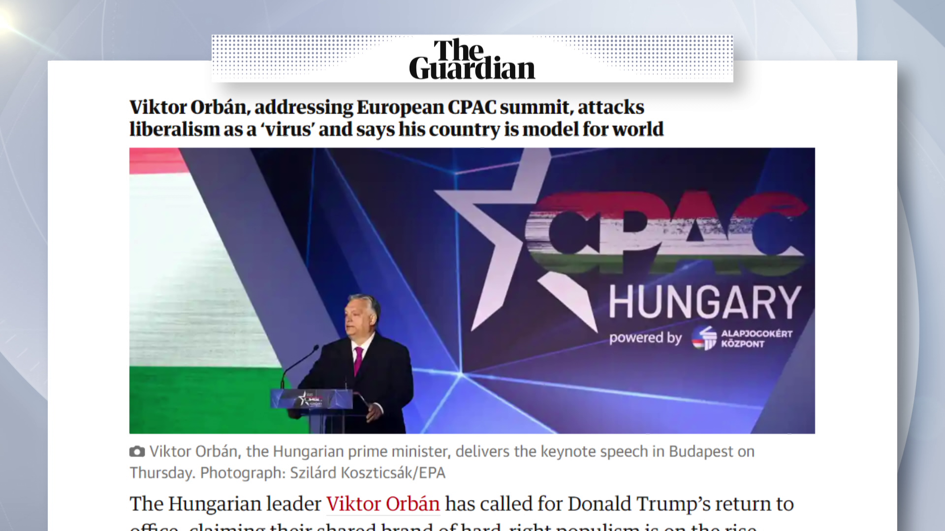 Nemzetközi sajtóvisszhang a budapesti konzervatív konferenciáról