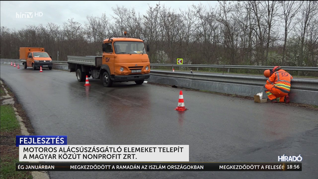 Motoros alácsúszásgátló elemeket telepít a Magyar Közút Nonprofit Zrt.+ videó