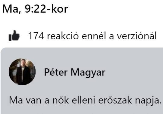 Nem győzte javítani bejegyzését Magyar Péter a nők elleni erőszak felszámolásáról szóló világnapon