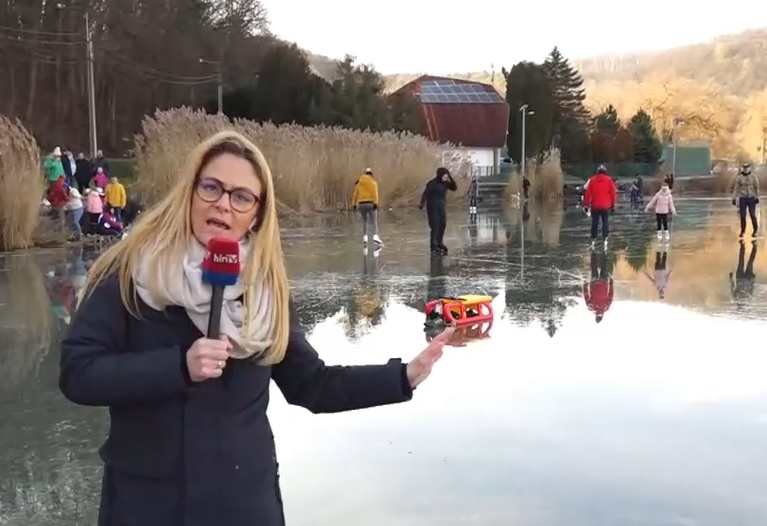 Orfűn a tó jegén is lehet korcsolyázni   + videó