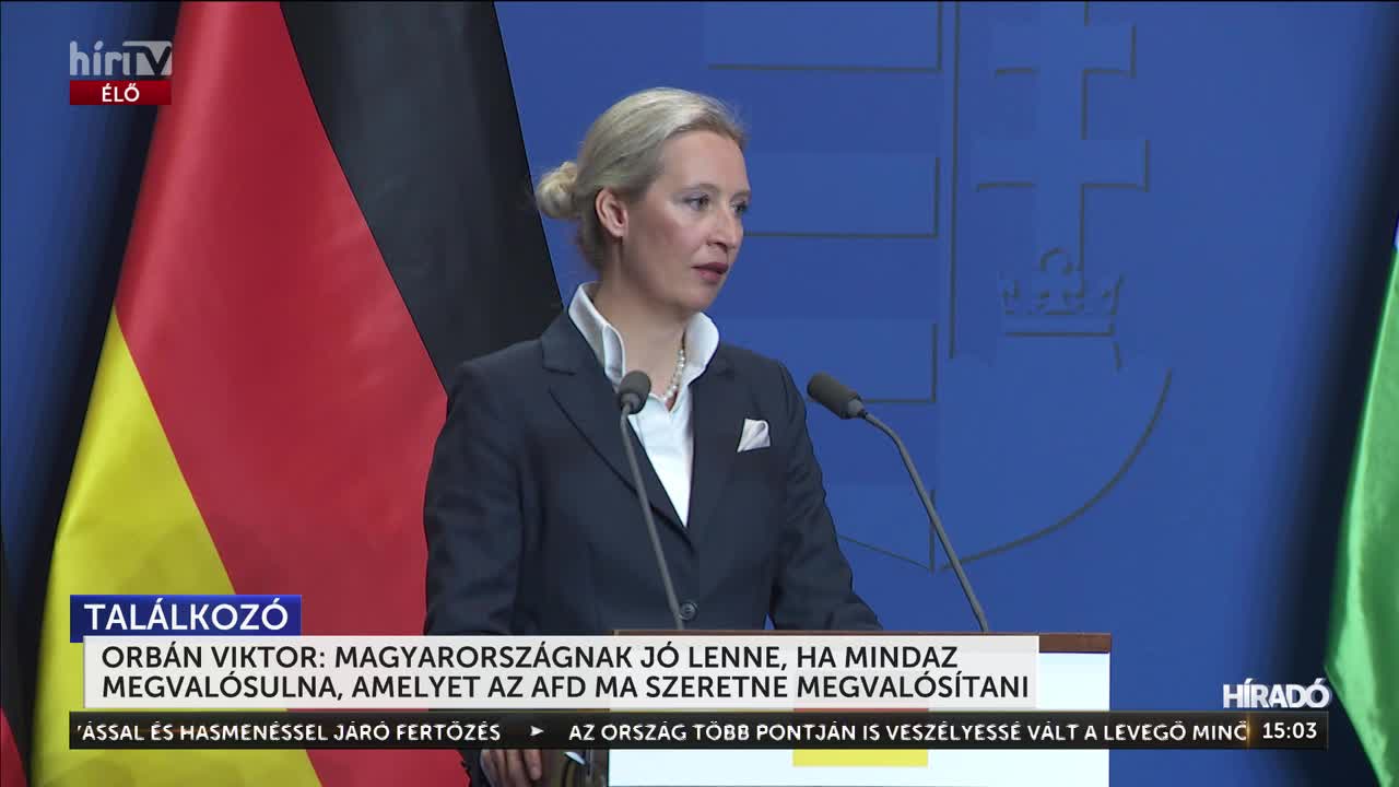 Alice Weidel azt mondta: sok szempontból pozitív példaként tekint országunkra + videó