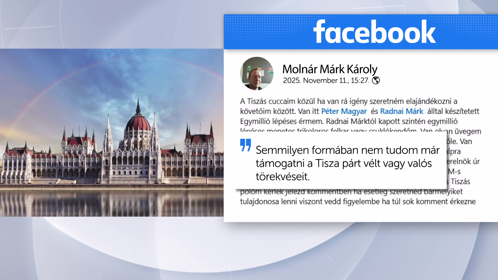 A Tisza egyik leghűségesebb támogatója hagyta el a pártot, még a tiszás tárgyait is elajándékozza + videó